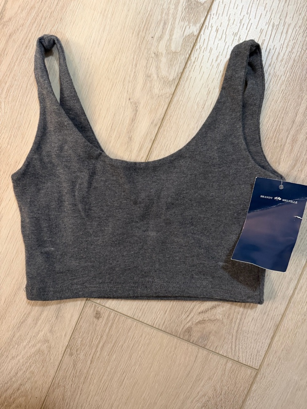 NWT Brandy Melville Charcoal Scoop Neck Cropped Tank Bra from Italy